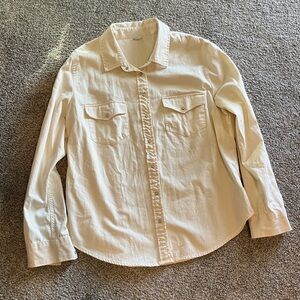 AERIE IVORY LONG SLEEVE FRONT POCKETS SNAP BUTTON DOWN SHIRT 100% COTTON LARGE